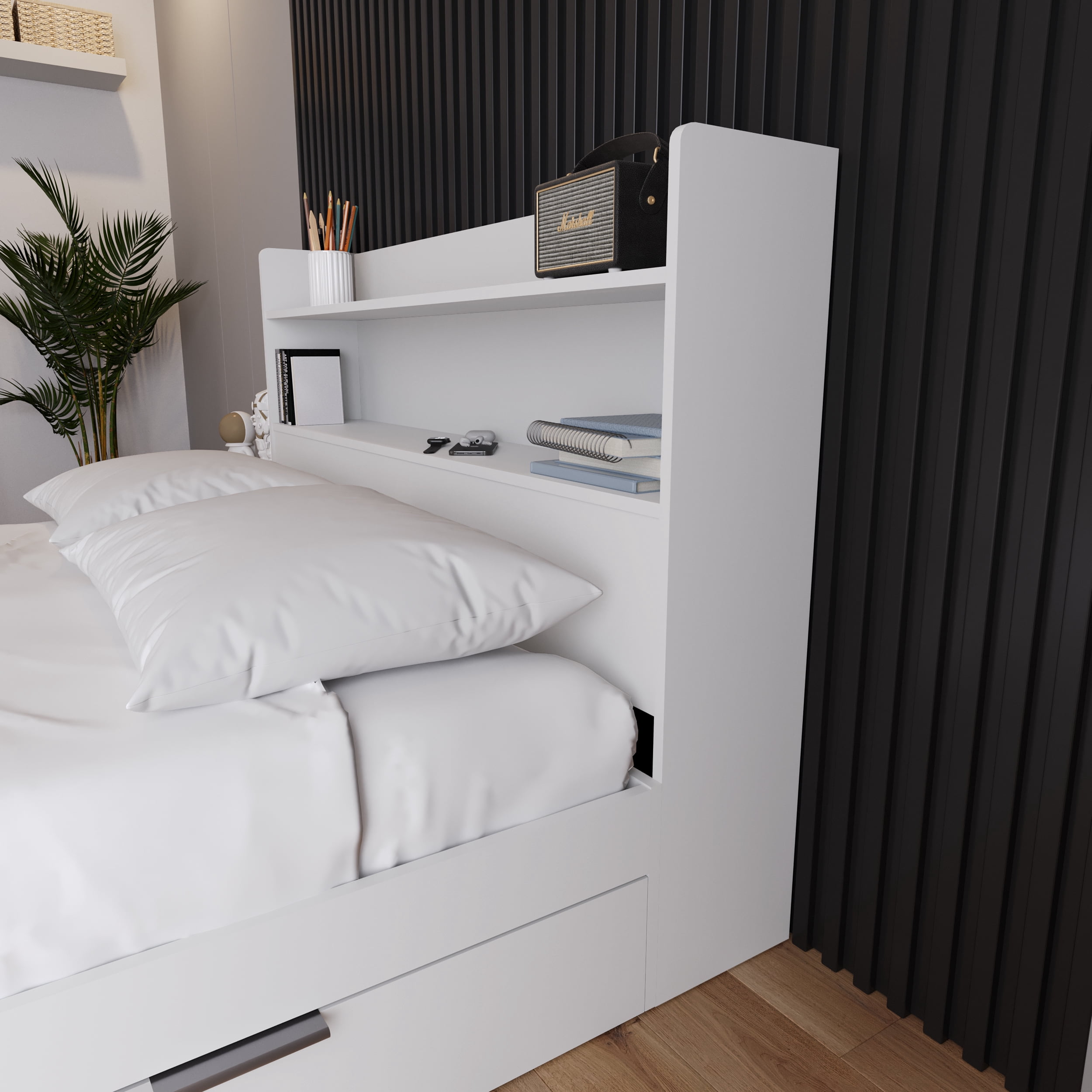 Nexera Hunter Full Size Bookcase Headboard, White