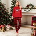 thumbnail image 2 of Cartoon Nut-cracker Family Christmas Pajamas Matching Sets – Red Long Sleeve Tops & Red Black Plaid Pants with Nut-cracker Print, Holiday Xmas PJs Sleepwear for Couples, Men, Women, Adults, 2 of 4