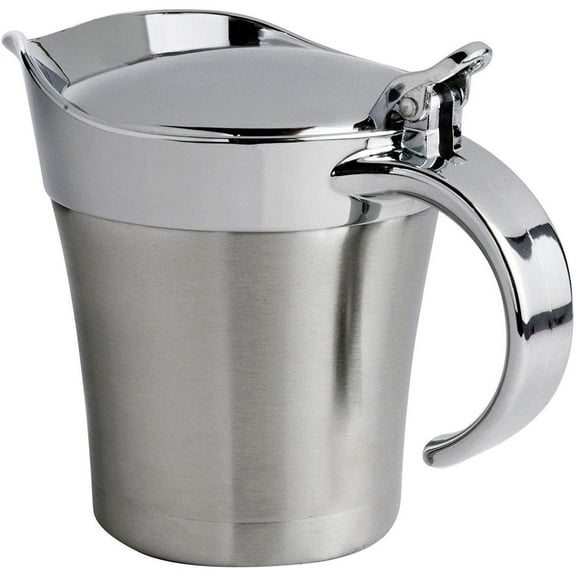 Stainless Steel Double Insulated Gravy Boat/Sauce Jug - with Hinged Lid,16Oz