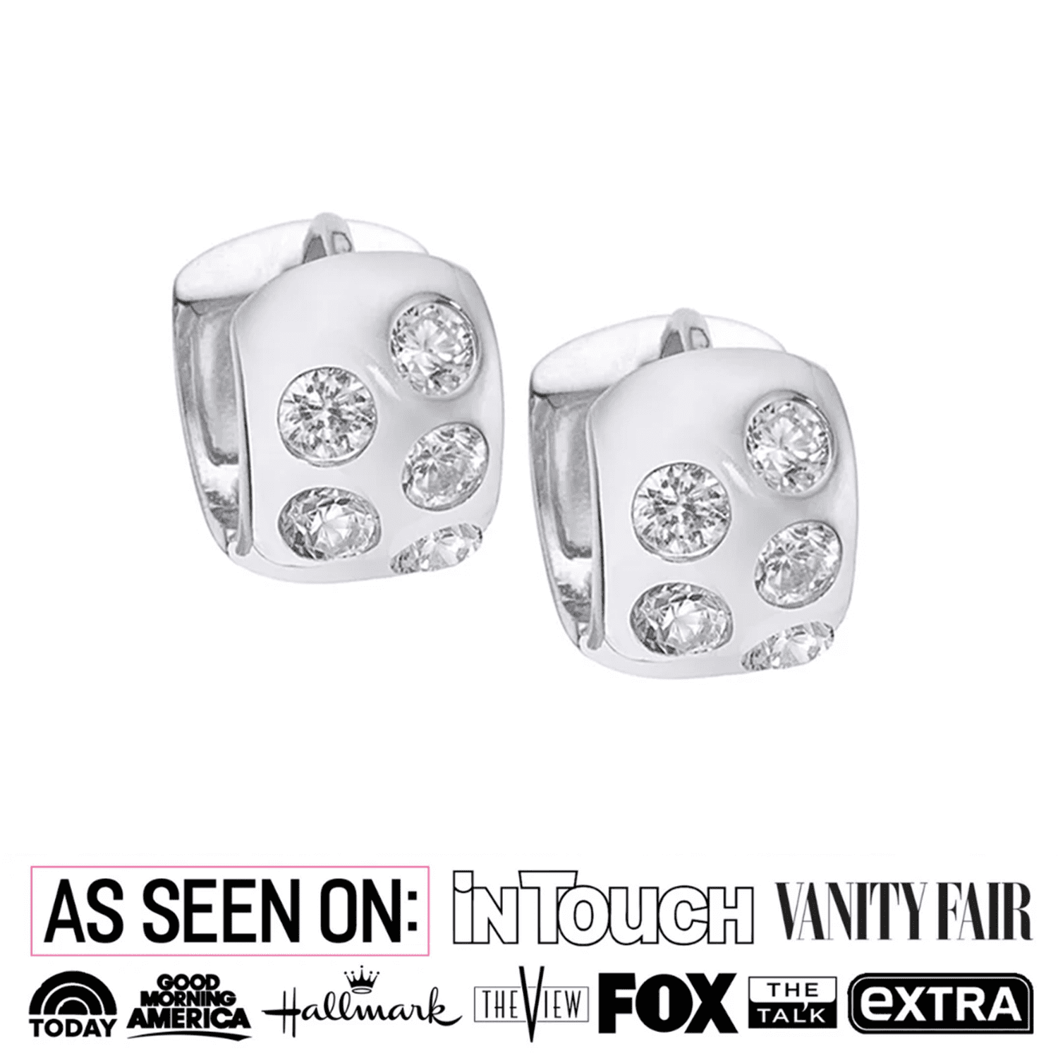 Cate & Chloe Penelope 18k White Gold Plated Hoop Earrings with Simulated Diamond Crystals for Women
