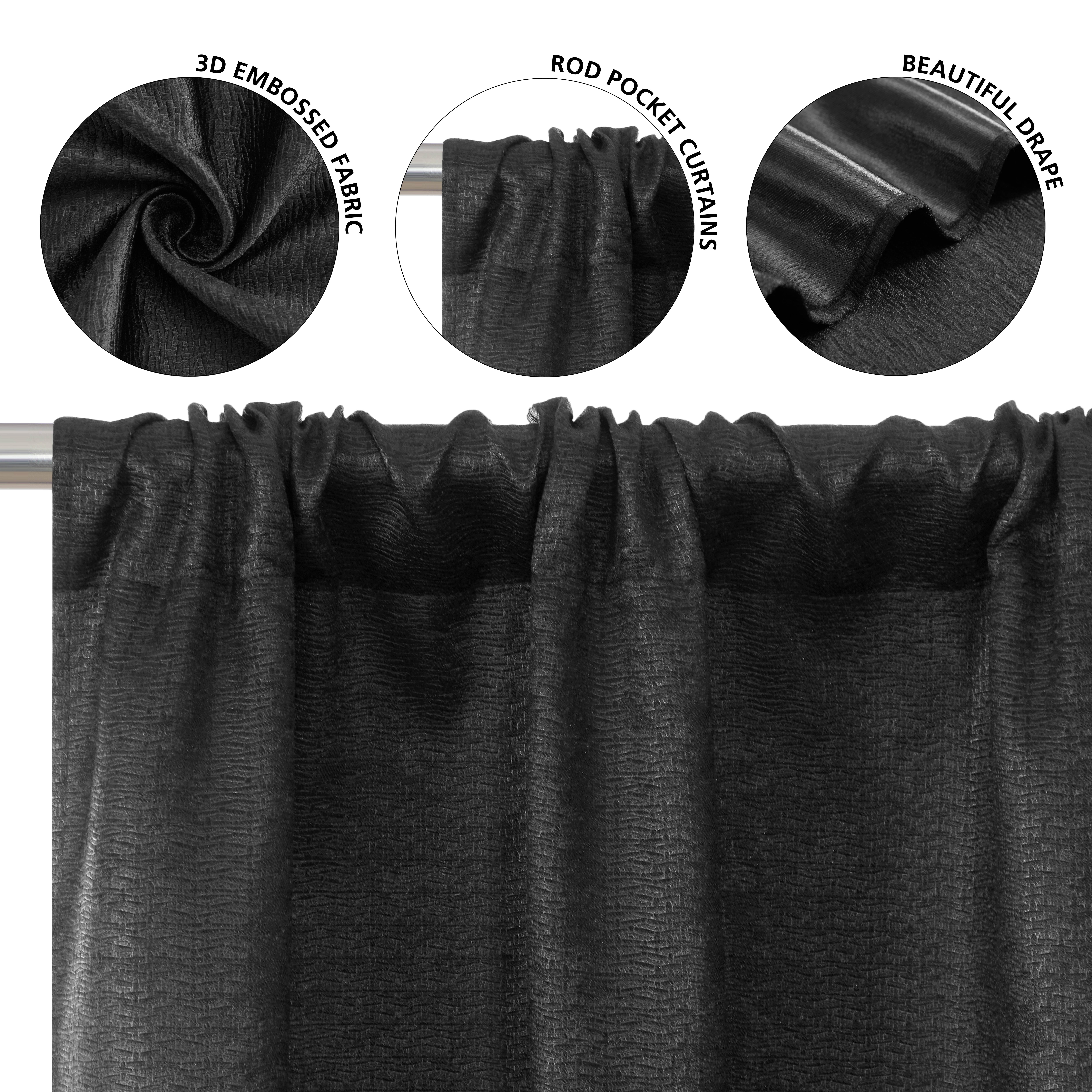 Mainstays 4-Panel Blackout Curtains 28x84 Inch, Black photo 3