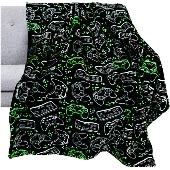 Tstars Gamer Throw Blanket Christmas Gaming Blanket Soft Video Game Gaming Blanket for Couch Sofa Black One Size