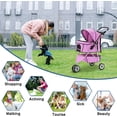 thumbnail image 6 of Dkeli 3-Wheeled Folding Dog Stroller with Free Pad & Cup Holder, Pink, 6 of 7