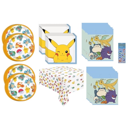 Amscan Pokemon Birthday Party Supply Sets, Paper/Plastic Multicolor