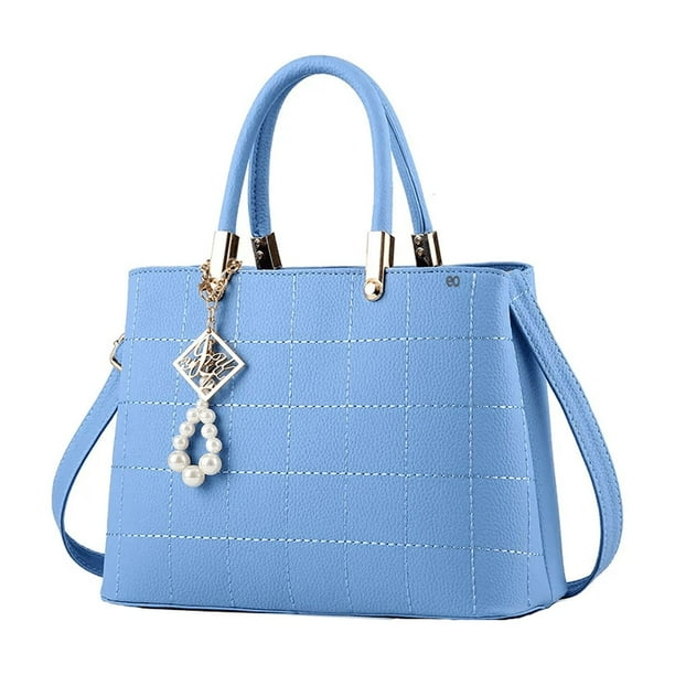 Bolso De Mujer Versátil Y Exquisito Pu Impermeable Color Azul Claro