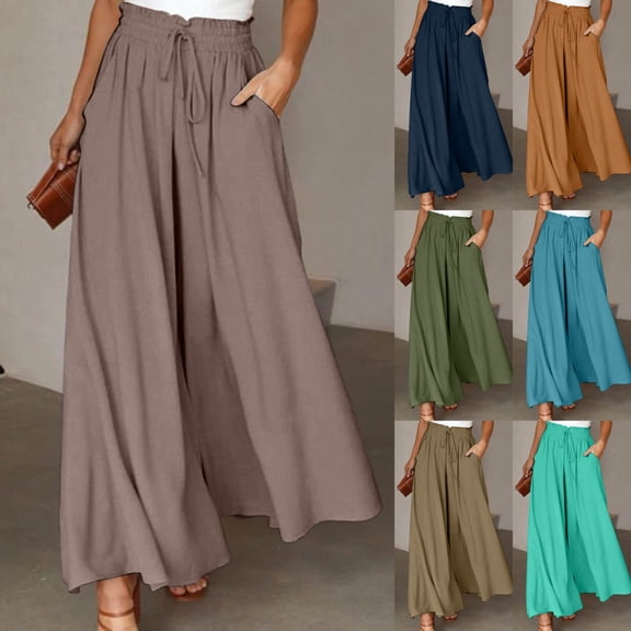 jiaxiM Womens Work Pants High Waisted Wide Leg Palazzo Pants Women Drawstring Classic Trousers Pants for Women Lounge Pants for Women Vacation