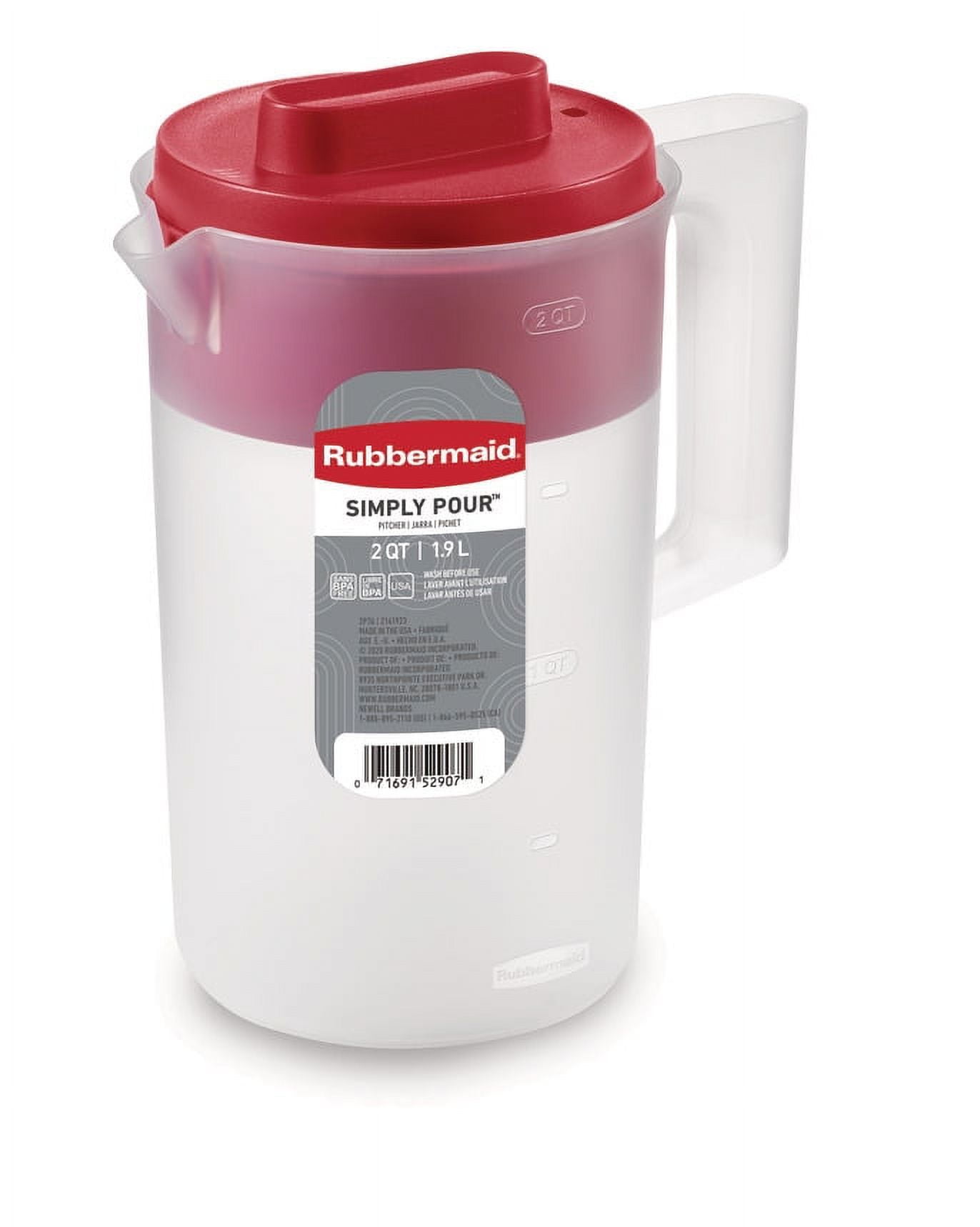 Rubbermaid Simply Pour Pitcher - Clear/Red, 1 gal - Gerbes Super Markets