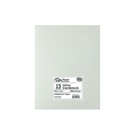 UPC: 0740512411719 | Paper Accents Glitter Cardstock 8.5 x 11  85lb 15pc Iridescent Opal