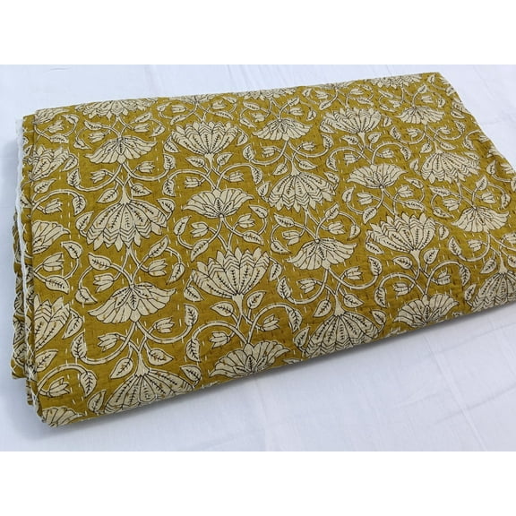 Leaf kantha quilt bedspread quilt Indian kantha throw Kantha Block Printed Kantha Blanket Indian kantha quilted bedding A And E Textiles House