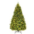 thumbnail image 1 of Gymax Pre-Lit 7' Premium Spruce Artificial Christmas Tree Hinged 460 LED Lights Pine Cones, 1 of 9