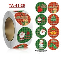 2 roll Christmas Theme Paper Self-Adhesive Stickers for Presents Decoration Flat Round Mixed color 25mm