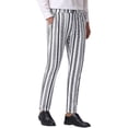 thumbnail image 4 of Pantalones de patrón irregular Inspire Chic para hombre, pantalones de frente plano en bloque de color, rayas 38 blanco, 4 of 6