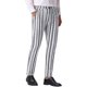 thumbnail image 4 of Pantalones de patrón irregular Inspire Chic para hombre, pantalones de frente plano en bloque de color, rayas 38 blanco, 4 of 6