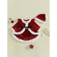 thumbnail image 3 of Miaouyo Infant Baby Girls Christmas Romper Dress 1 3 6 9 12 18 Months Plush Patchwork Long Sleeve Jumpsuits and Cute Santa Hat Set, 3 of 9