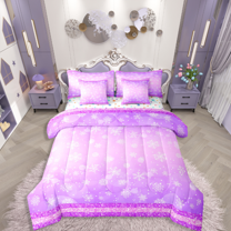 Manfei Merry Christmas 7-Piece Bedding Comforter Set,Gradient Snowflakes King Bedding Sets,Bling Glitter Ultra Soft Bed Sheets,Breathable Xmas Home Decor,Reversible