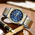 thumbnail image 4 of OPK Watches for Men Diamond Luxury Dress Classic Analog Big Large Face Fashion Business Stainless Steel Waterproof Elegant Quartz Analog Men Watches with Date Reloj Hombre Blue Dial, 4 of 11