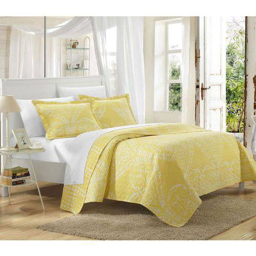 Chic Home Terni 3-Piece Reversible Jacquard Quilt Set, Queen, Yellow