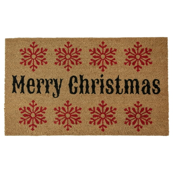 Natural Coir Merry Christmas Snowflake Doormat 18" x 30"