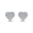 thumbnail image 2 of Sterling Silver Womens Round Diamond Heart Earrings 1/20 Cttw, 2 of 2