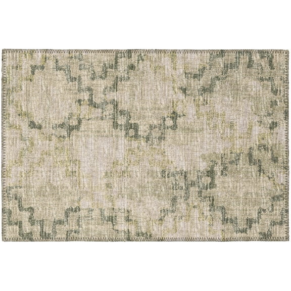 Yuma Indoor/Outdoor Green Distressed Trellis 1'8" x 2'6" Non-Skid Accent Rug