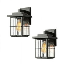 2-Pack Black Transitional Outdoor Wall Sconce/LED Exterior Wall Light/ Seeded Glass Shade/Modern Style Outdoor Lighting Ficture,4.5" L x 11" H x 6.5" W