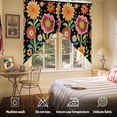 thumbnail image 5 of Spring Boho Swag Curtain Valance for Windows, Cartoon Pink Red Flower Colorful Dots Black Window Treatments Short Swag Topper for Kitchen Windows Bathroom Bedroom, 36"x63", 5 of 8