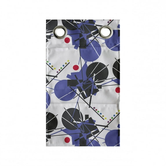 Geometric Hanging Pocket Organizer, Contemporary Pattern with Round Squares and Lines, Printed Polyester Storage Bag with Pockets, 9" x 16", Violet Grey