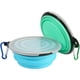 thumbnail image 2 of Cuenco plegable con tapas, paquete de 2 cuencos de viaje para perros, cuenco portátil plegable para agua para gatos, para caminar, acampar, azul claro y verde, 350 ml de diámetro, 13 cm, 2 of 5