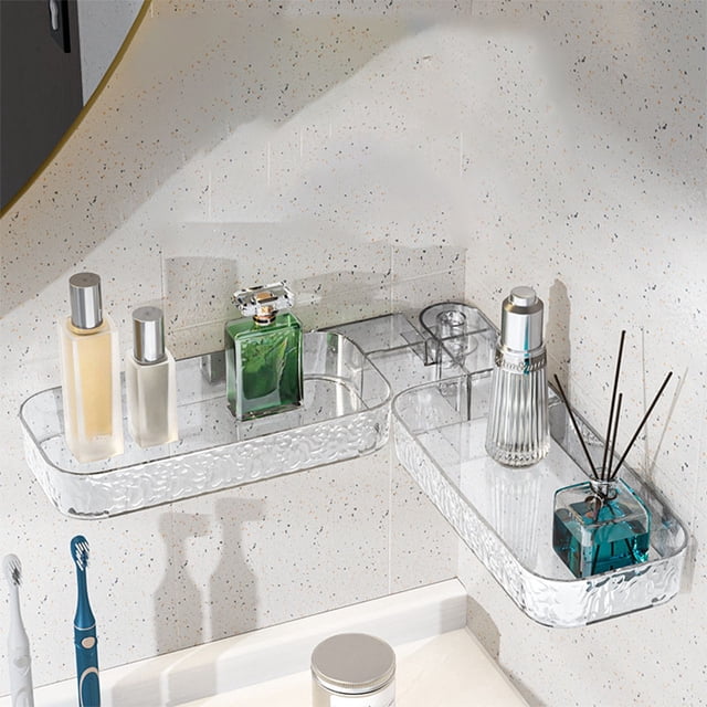 Bathroom Counter Corner Shelf Kitchen Wall Mounted Organizer No Drill Acrylic Hanging Rack Drainage Storage Holders For Bathroom Kitchen