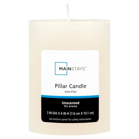 Mainstays Unscented Pillar Candles, 3 x 4 inches, Ivory
