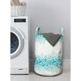 thumbnail image 3 of Turquoise Laundry Bag, Abstract Floral Flowers Pattern Classic Design Illustration, Hamper Basket with Handles Drawstring Closure for Laundromats, 13" x 19", Teal Turquoise White, by Ambesonne, 3 of 4
