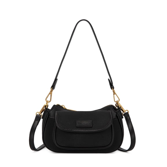 Wrangler Women Vintage Shoulder Bag Crossbody Hobo Purse with 2 Detachable Straps, Black