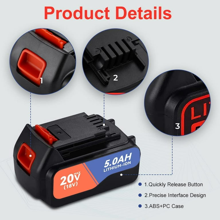 2Pack 4.0Ah For BLACK+DECKER 20V LB2X4020 Battery LBXR20-OPE LITHIUM MAX  LDX220 