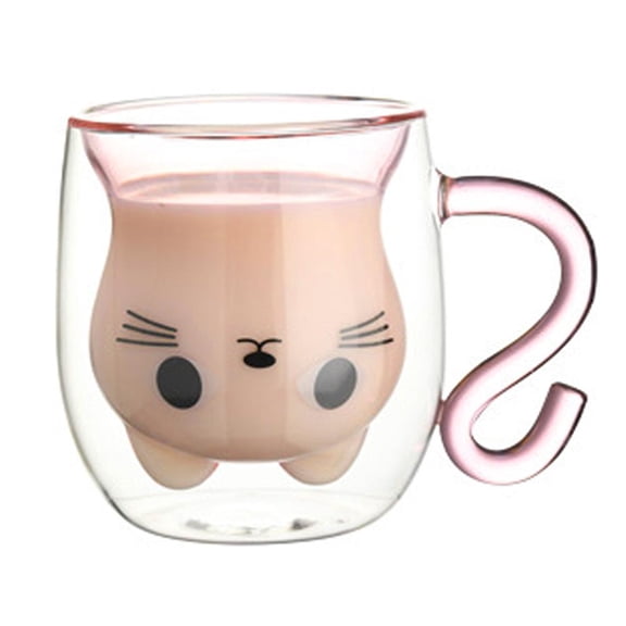 Cat Tail Handle Glass Mug 250ml Unique Cute Coffee Cup For Home Office Gift