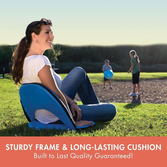 Oniva Portable Reclining Stadium Seat with Back Support, Folding Bleacher Chairs with Back and Cushion, Thick Padded Bench Seat and Armrest, Includes Six Backrest Positions