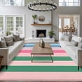 thumbnail image 4 of Pink Green Blue Stripe Large Area Rugs for Bedroom Living Room, Soft Non Slip Carpet Bedside Rug, Farmhouse Stripes Contemporary Rectangular Floor Cover Kitchen Accent Rug 5'x8' for Office, 4 of 9