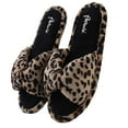 thumbnail image 2 of Leopard Style Memory Foam Woven Non-Slip Indoor Cozy Pom Knit Spa Women Slippers, 2 of 5