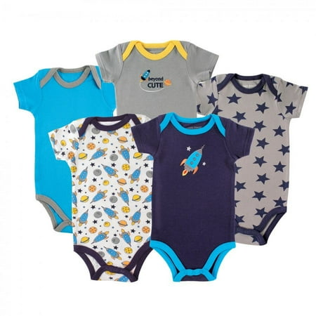 UPC: 0660168308273 | Luvable Friends Baby Boy Cotton Bodysuits 5pk Rocket 3-6 Months