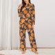 thumbnail image 2 of Balery Various Oranges Conjunto de Pijama con Estampado para Mujer, Conjunto de Dos Piezas con Manga Larga, Ropa de Dormir Suave con Bolsillos, Pijamas Cómodos-Medium, 2 of 7