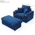 thumbnail image 6 of Oversized Accent Chair with Ottoman, Modern Single Sofa Couch with 26“W Cushion and Wide Arms, Comfy Reading Chair Armchair with 2 Throw Pillows for Living Room, Bedroom, Blue, 6 of 6