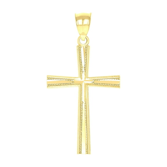 10k Yellow Gold Unisex Cross Religious Charm Pendant Pendant Necklace for Men Women