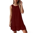thumbnail image 5 of BUIGTTKLOP Sundresses for Women Sleeveless Mini Dresses Crewneck Ruffle Hem Loose Fitted Summer Dresses, 5 of 5