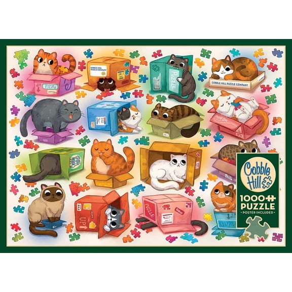 Cobble Hill 1000 Piece Puzzle - Cats vs Puzzles - Sample Poster Included