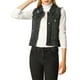 thumbnail image 1 of Chaleco de mezclilla negro con botones y cuello de solapa para mujer INSPIRE CHIC talla M, 1 of 1