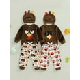 thumbnail image 3 of Qmyliery Baby Boy Thanksgiving Outfits Long Sleeve Turkey Sweatshirt + Pants + Hat Set Toddler Clothes, 3 of 9