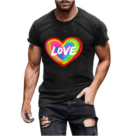 Cxenplz Mens Tshirt Cotton Tie Dye Heart Tops Print Tee Short Sleeve Tee Tops
