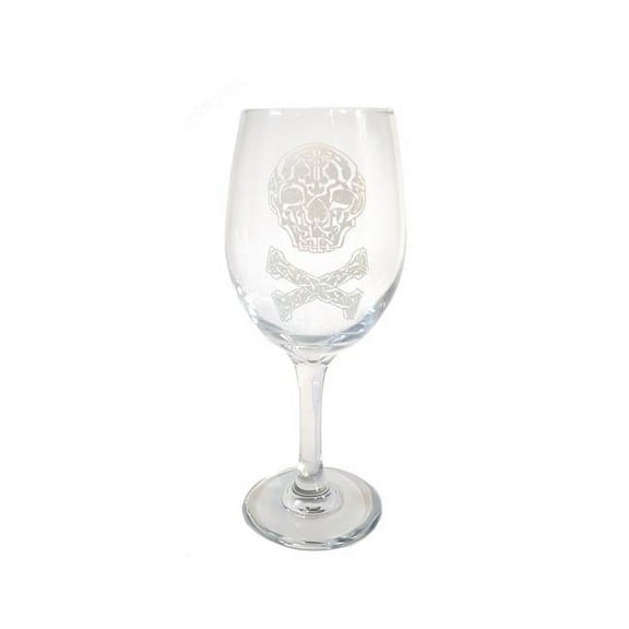 Lyoncraft WIJR01 18 oz Jolly Roger Engraved Wine Glass