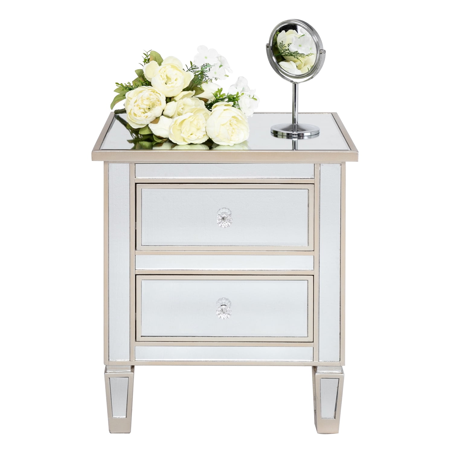 Winado Modern and Contemporary Mirrored Bedside Table,Mirror End Table ...