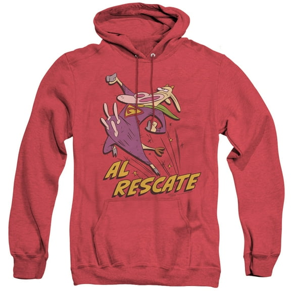 Cow And Chicken Al Rescate Adult Heather Hoodie Sweatshirt Red
