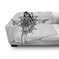 thumbnail image 3 of Black and White Soft Flannel Fleece Throw Blanket, Lotus Flower Tattoo Art Doodle Purity Flourish Illustration, Cozy Plush for Indoor and Outdoor Use, 50" x 70", Black White, by Ambesonne, 3 of 6